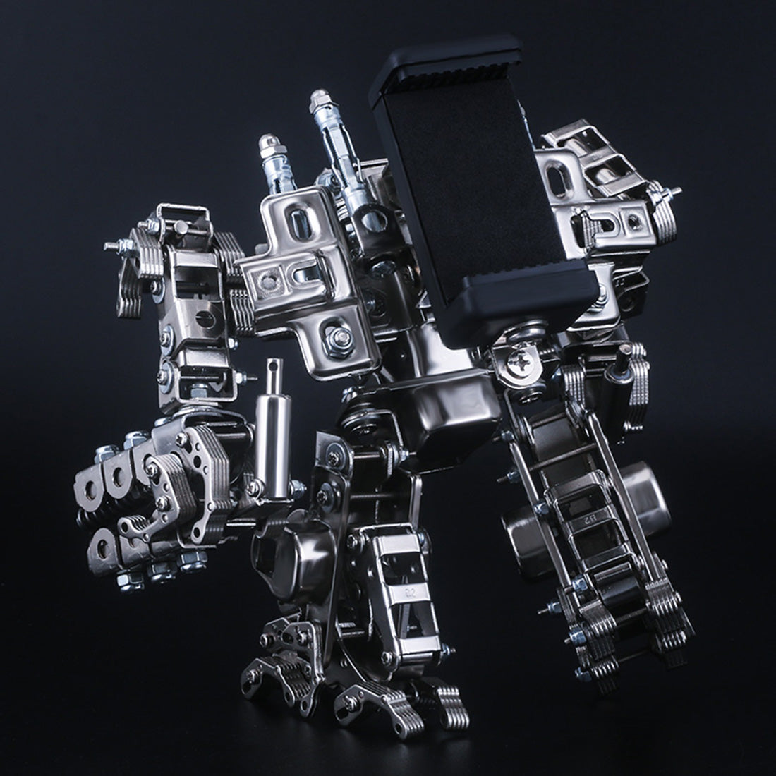 521Pcs 2in1 Multi-funtional Metal Snipper Mecha Soldier 3D Model Building Kit Assembly Phone Holder