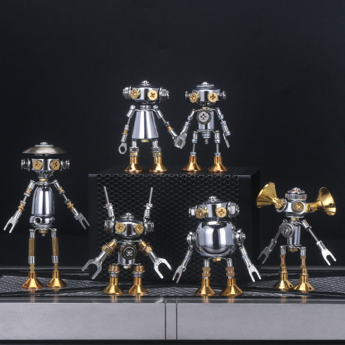 6Pcs Blind Box DIY 3d Metal Mini White Collar Mecha Office Series Model Building Kit