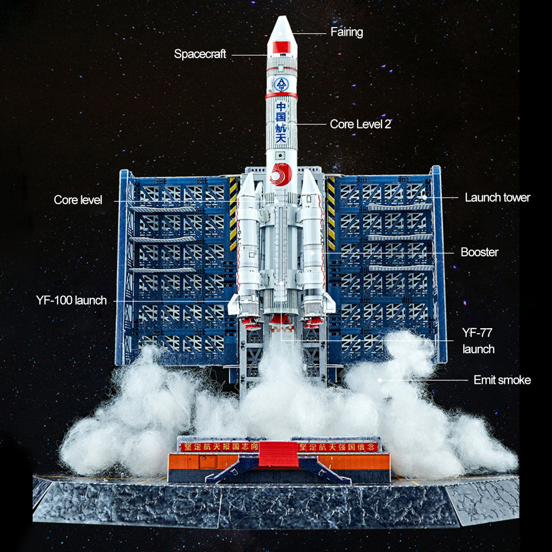72PCS+ 3D Metal DIY Spacecraft Model The Long March 5