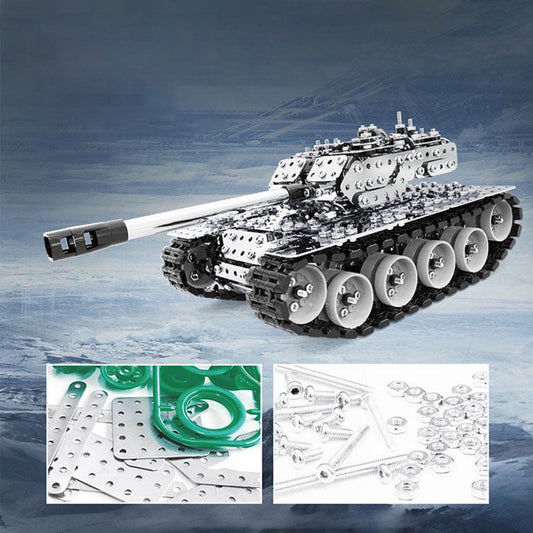 Kit de ensamblaje de tanque militar mecánico de metal con tornillos 3D de 843 piezas