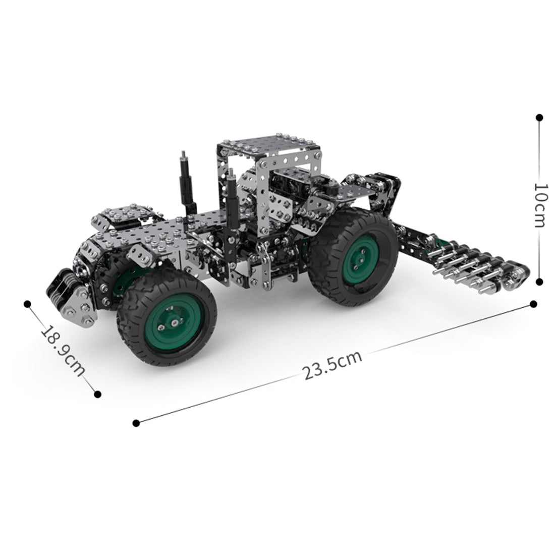 910Pcs 3D Metal Gear Drive Farm Hay Cutting Mower Screwed Model Building Kit
