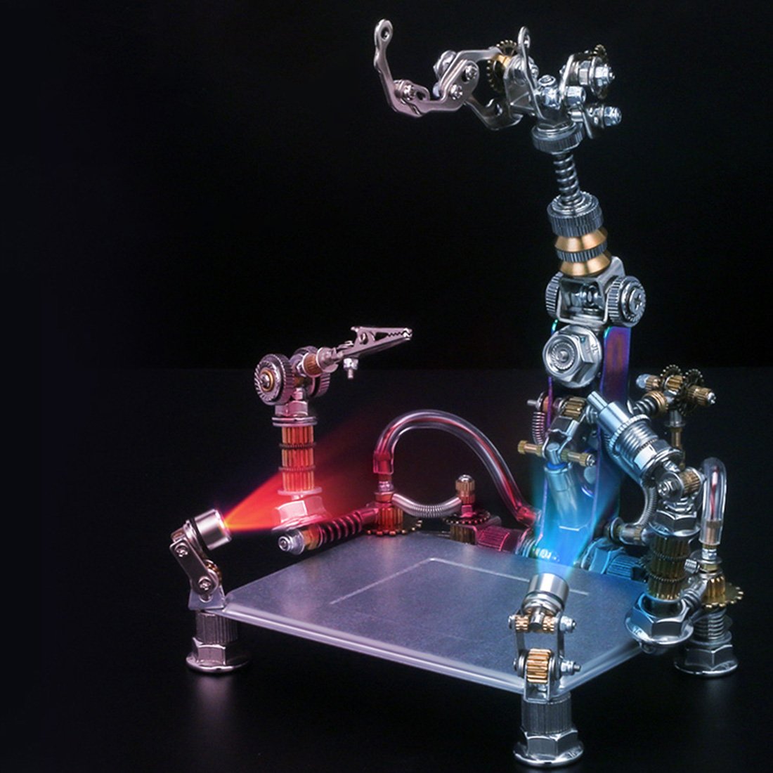 922Pcs DIY Mechanical 3D Fighting Solider Mecha with Stand Holder Assembly Kit
