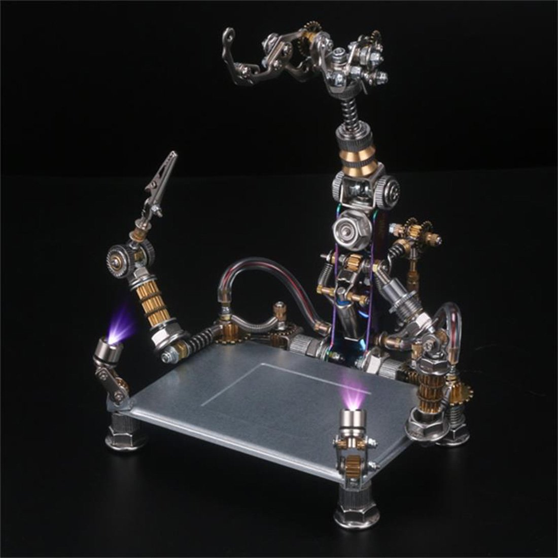 922Pcs DIY Mechanical 3D Fighting Solider Mecha with Stand Holder Assembly Kit