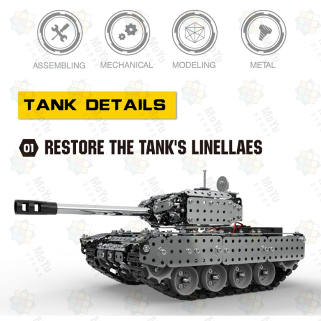 952Pcs DIY Assembly Metal 2.4G RC Tank Military Model Puzzle Toy