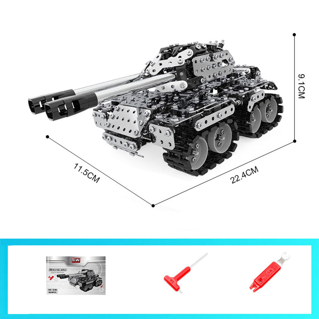 969Pcs Assembly DIY Stainless Steel 3D Puzzle Tank Model Kit