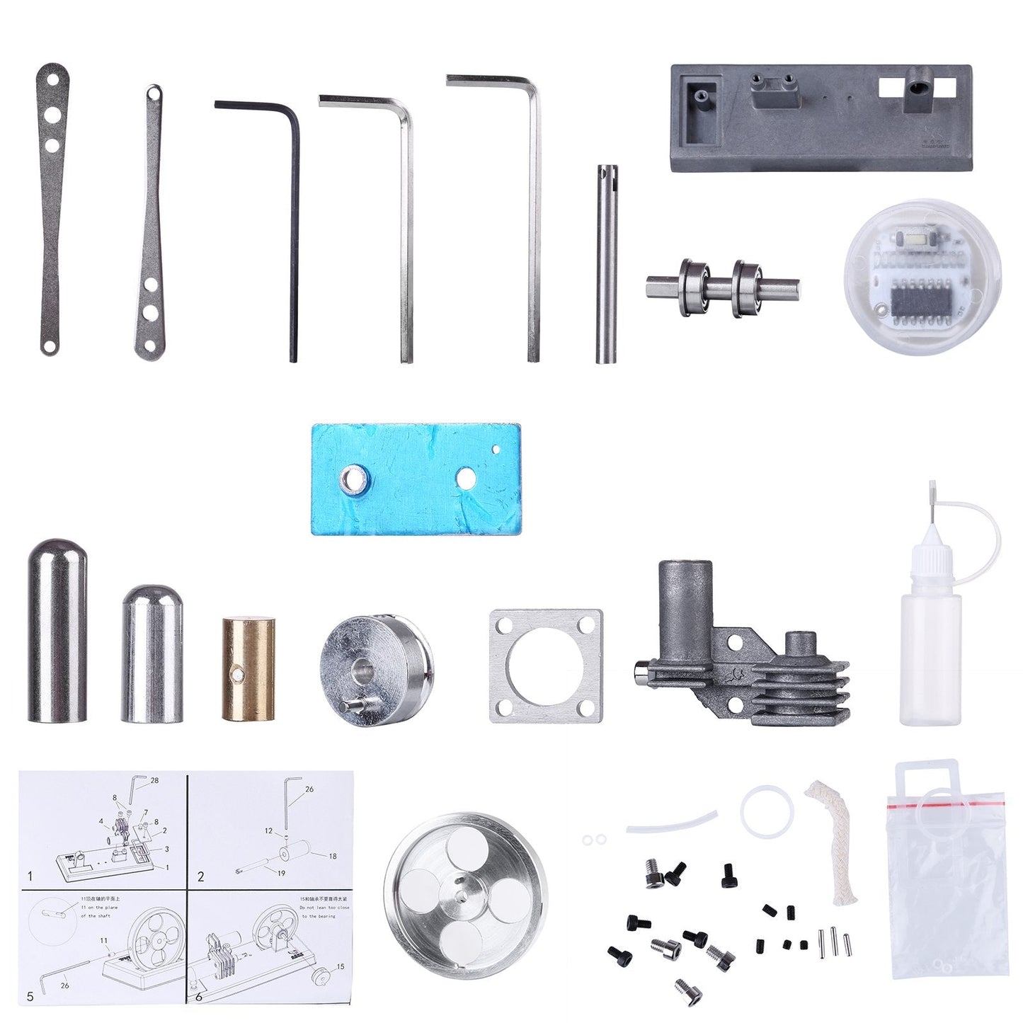 Custoimized γ-Type DIY Luminous Flywheel Sterling Engine Kit Science Lab Toys