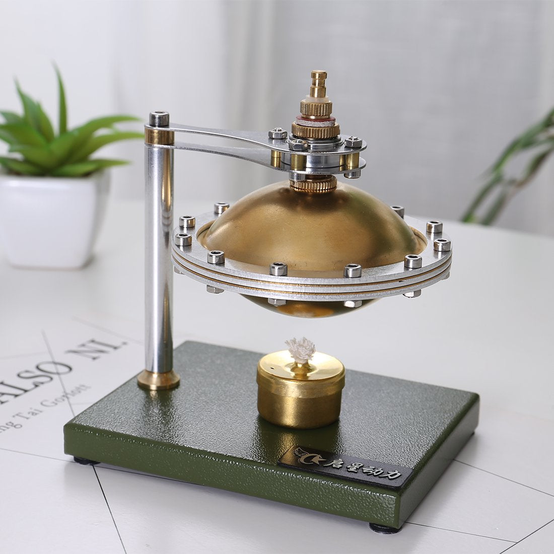 DIY Assemble UFO Shape Metal Alcohol Powered Spin Suspension Steam Stirling Engine Model Education Toy