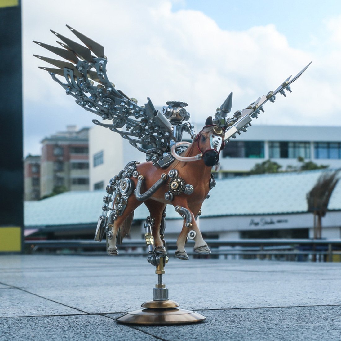 DIY Metal 3D Assembly Mechanical Wing Knight Unicorn Model Kit Toy with Base 776Pcs