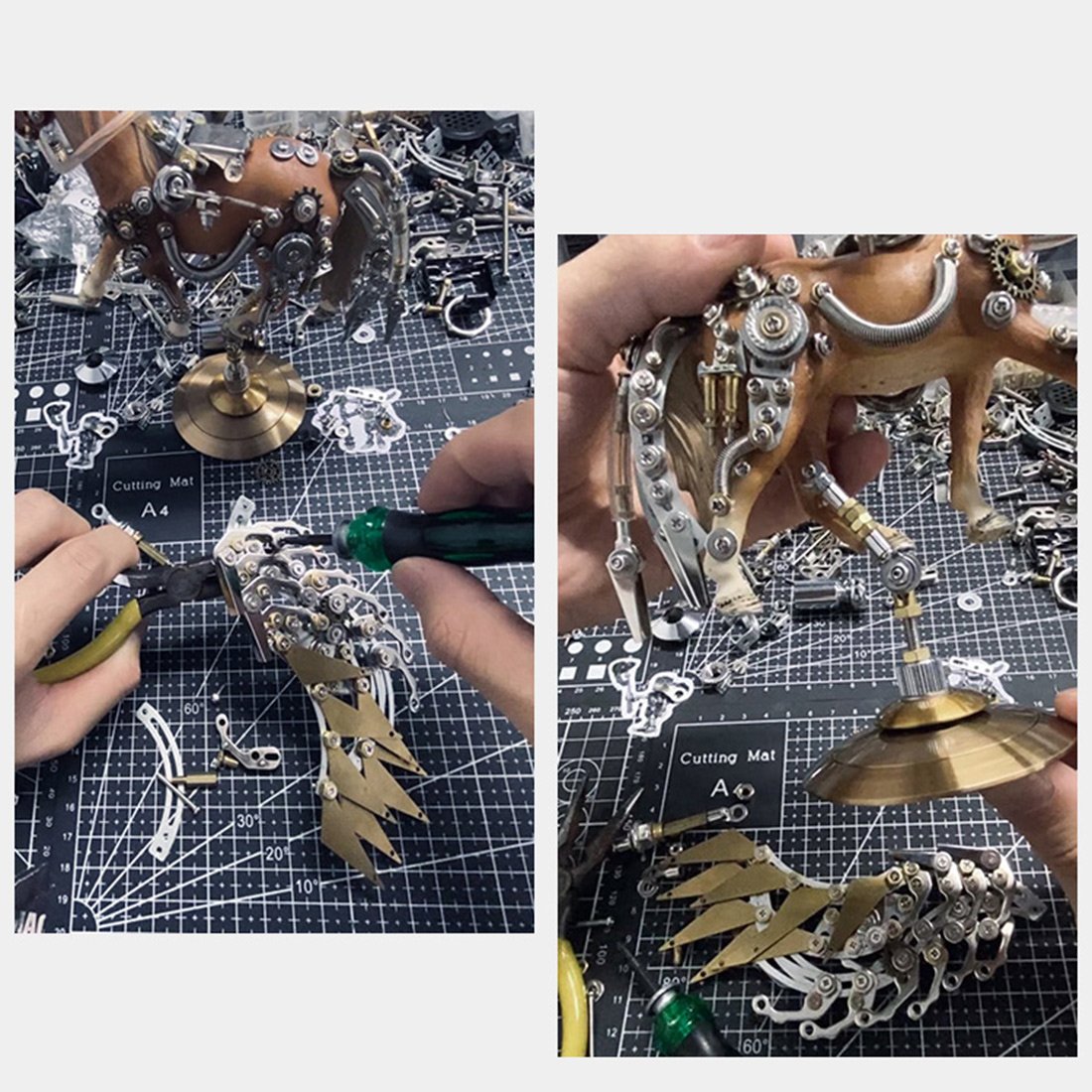 DIY Metal 3D Assembly Mechanical Wing Knight Unicorn Model Kit Toy with Base 776Pcs