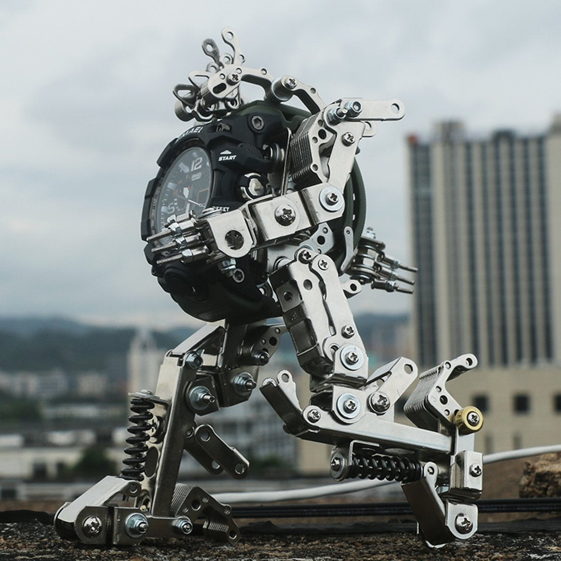 DIY Metal Assembly Robot Mecha Model 3D Puzzle Kits with Watch