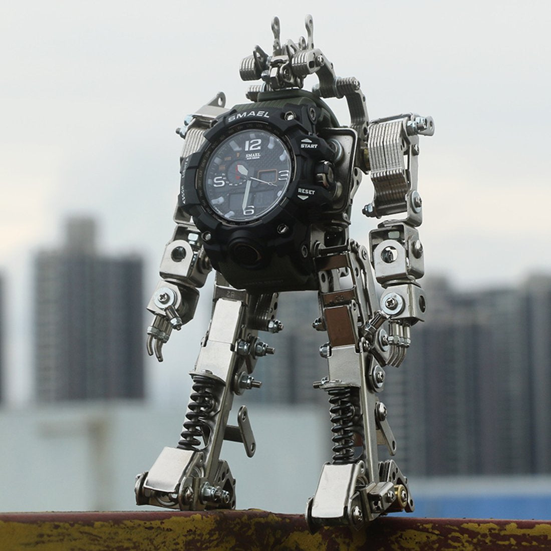 DIY Metal Assembly Robot Mecha Model 3D Puzzle Kits with Watch
