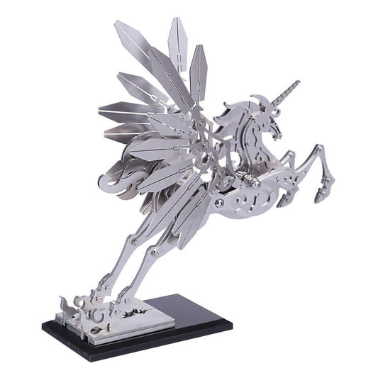 3D Assembly Stainless Steel Medium Unicorn Puzzle Model