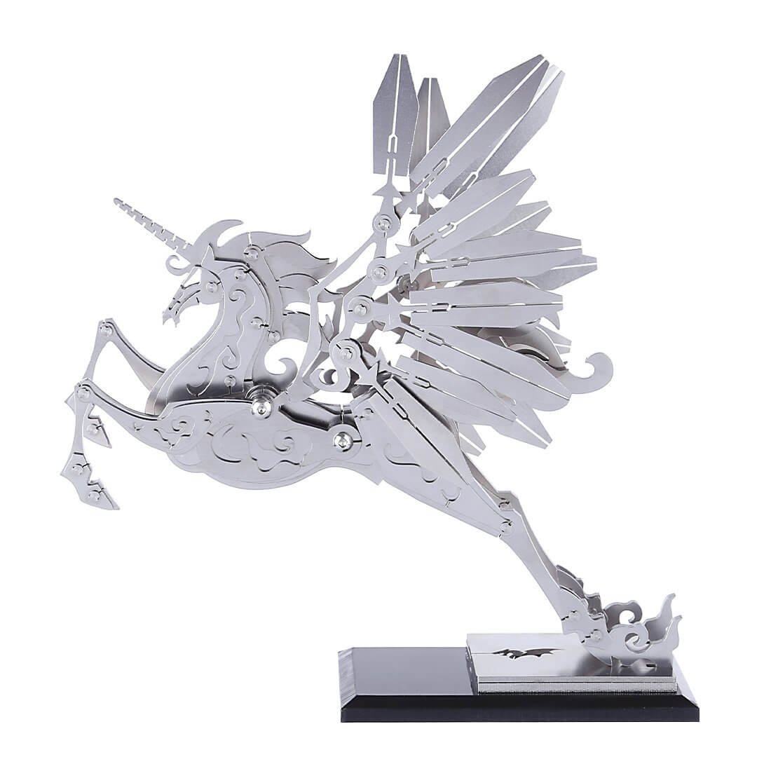 3D Assembly Stainless Steel Medium Unicorn Puzzle Model