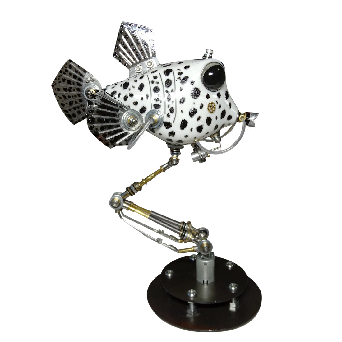 Metal Black & White Cowfish Model Kits 3D Handmade Assembled Steampunk Crafts for Home Decor