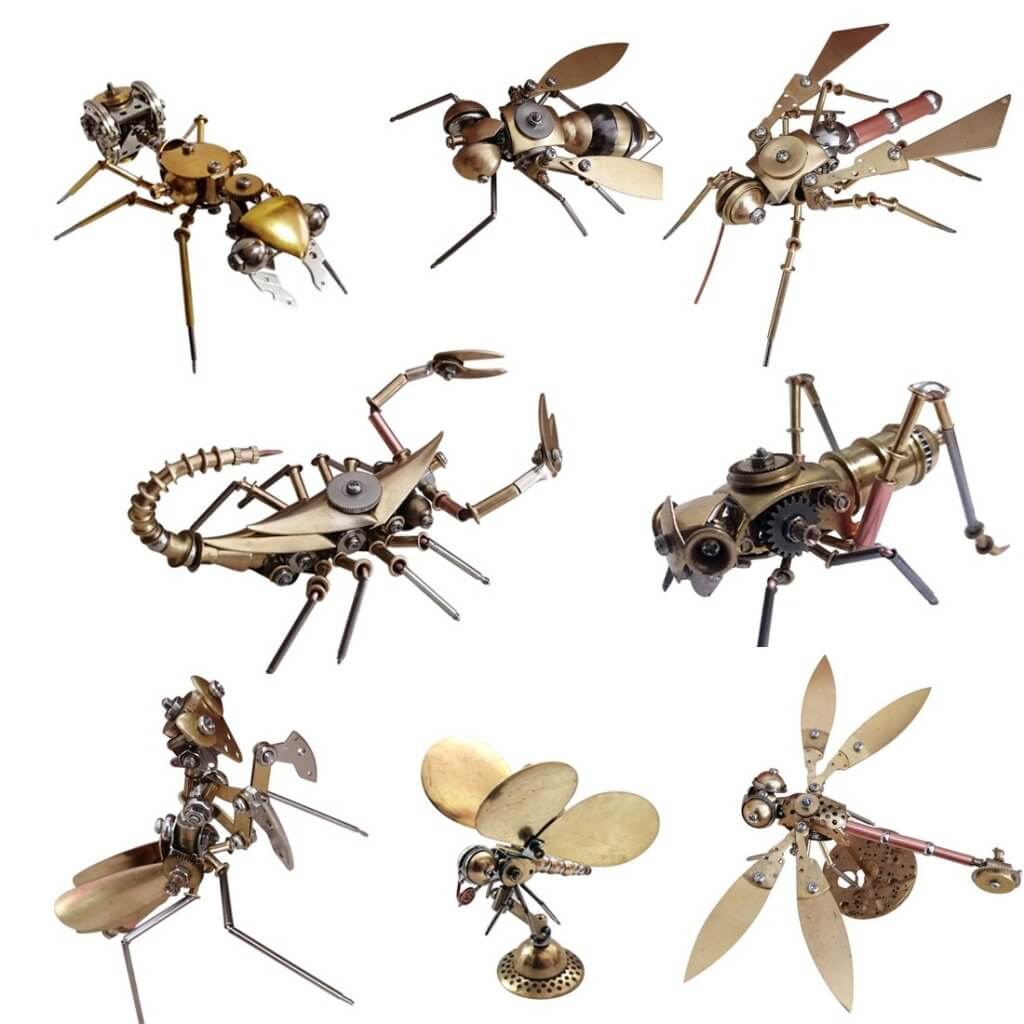 3d Metal Mechanical Insect Model Mecha Mantis Scorpion Bee