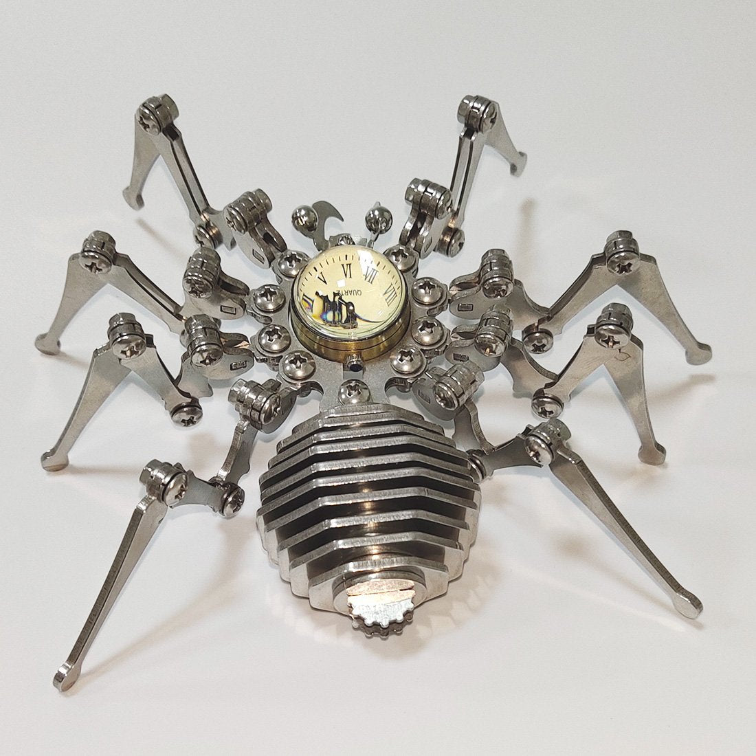 Punk Style 3D Metal Assembled Spider Wall Clock Model for Home Decor