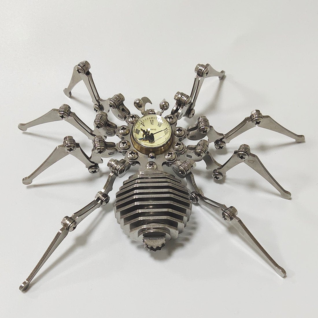Punk Style 3D Metal Assembled Spider Wall Clock Model for Home Decor