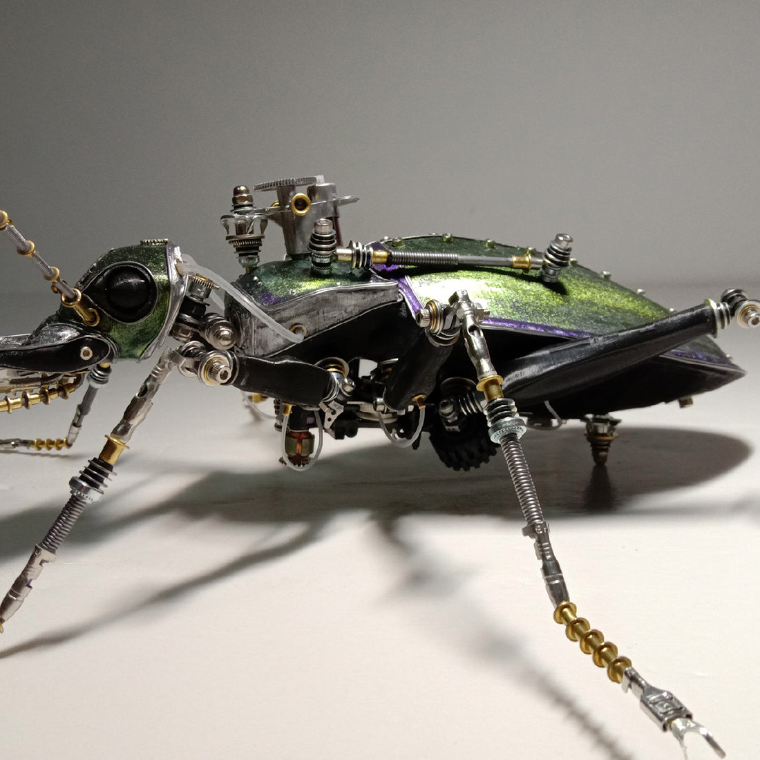 Steampunk Mechanical Metal Green Ground Beetle Insect Sculptures Assembled