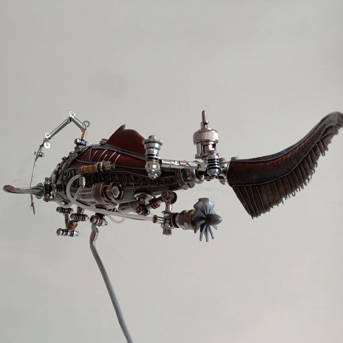 Steampunk Metal Dunkleosteus Terrelli Antique Red Fish Assembled Model Kit Handmade Sculpture