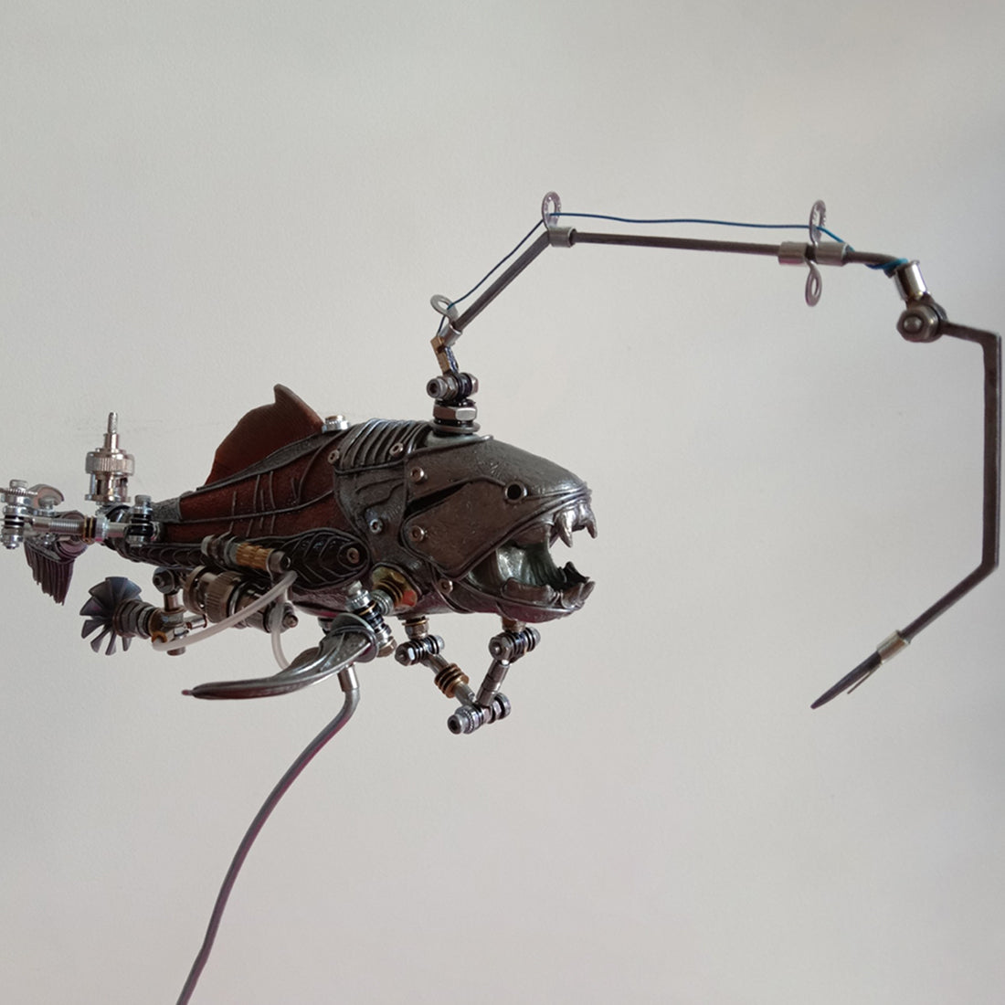 Steampunk Metal Dunkleosteus Terrelli Antique Red Fish Assembled Model Kit Handmade Sculpture