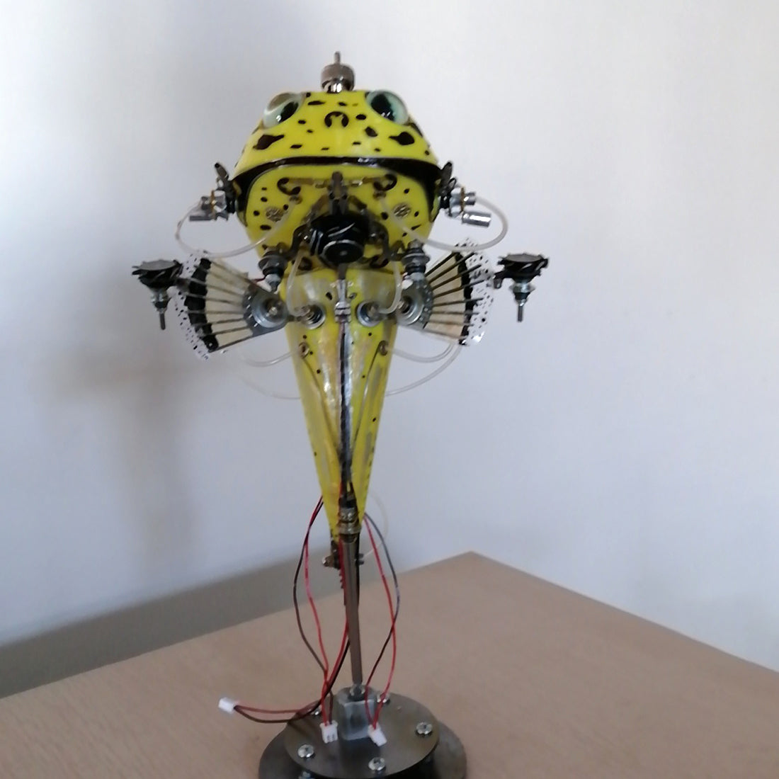 Steampunk Metal Yellow Fish Sculpture Model Kits 3D Handmade Assembled Art Crafts