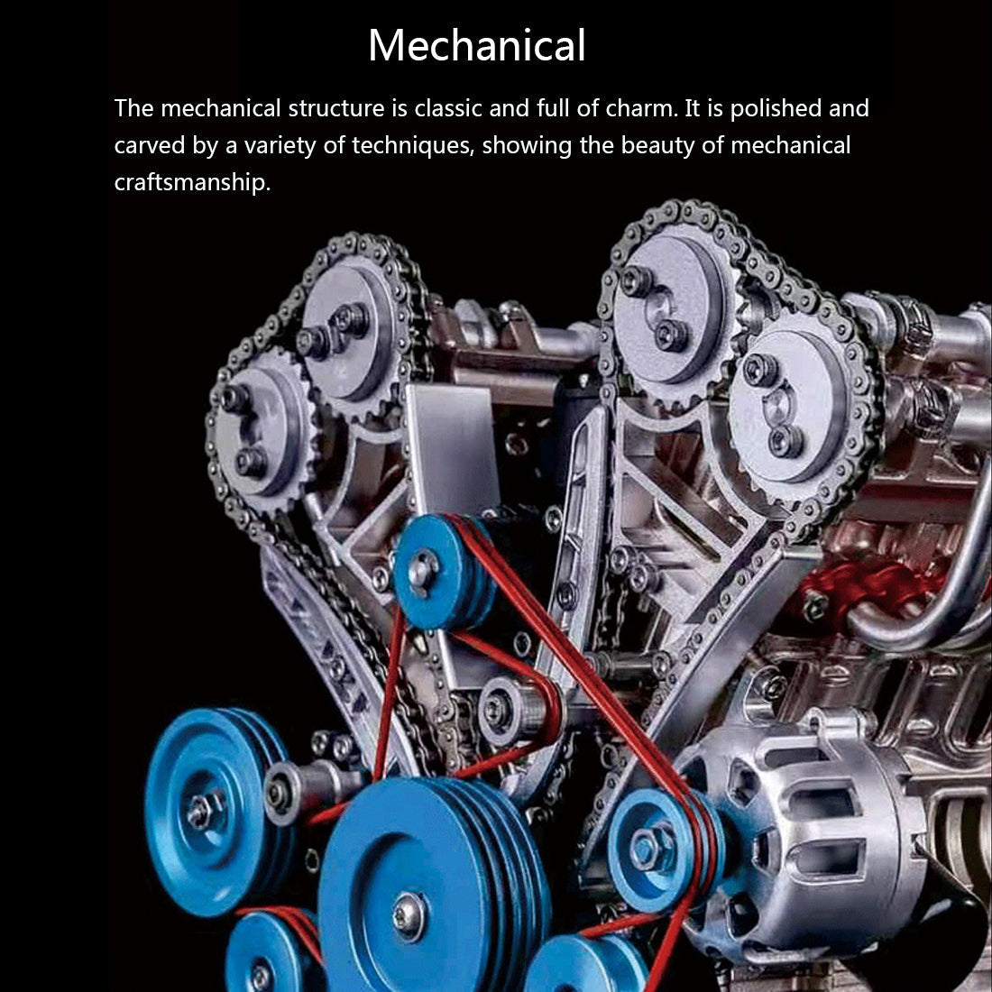 V8 Engine TECHING 3D Metal Mechanical Engine Model Science Experiment Boys Toy 500+Pcs