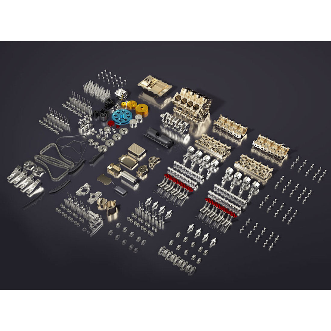 V8 Engine TECHING 3D Metal Mechanical Engine Model Science Experiment Boys Toy 500+Pcs