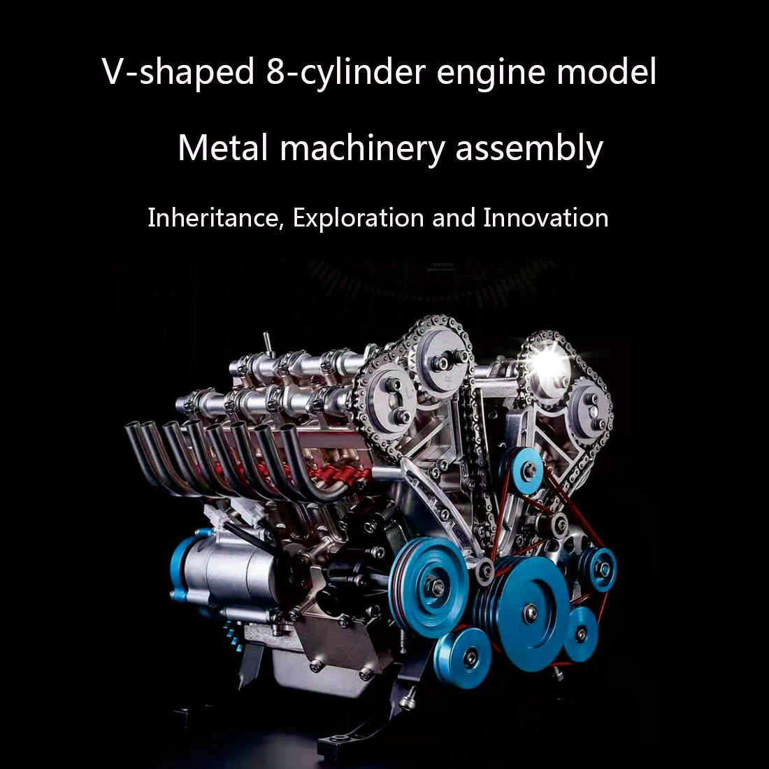V8 Engine TECHING 3D Metal Mechanical Engine Model Science Experiment Boys Toy 500+Pcs