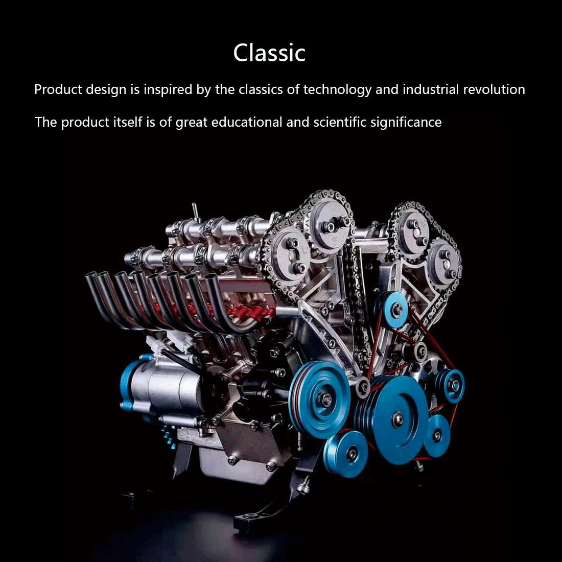V8 Engine TECHING 3D Metal Mechanical Engine Model Science Experiment Boys Toy 500+Pcs