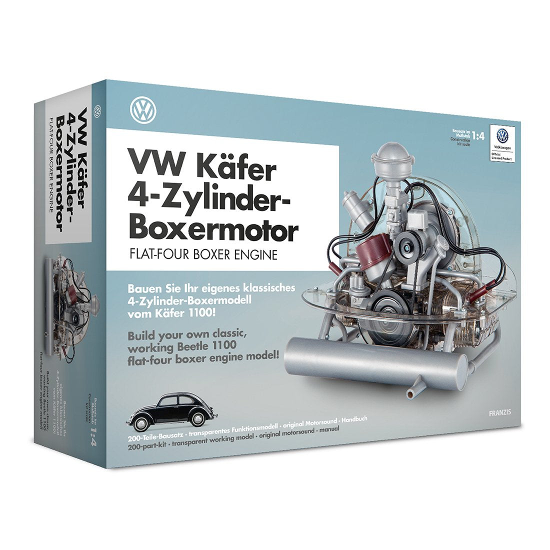 Volkswagen Beetle Simulation Mini 4 Cylinder Engine Electric Model Visual Runnable Engine DIY Steam Toy