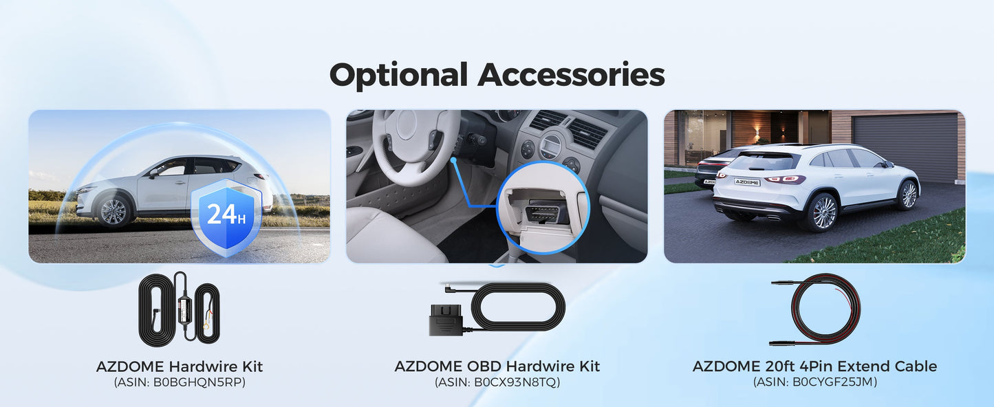 AZDOME M300S 2CH Dash Cam 4K with 5.8G WiFi GPS Voice Control WDR Night Vision 24H Parking Mode