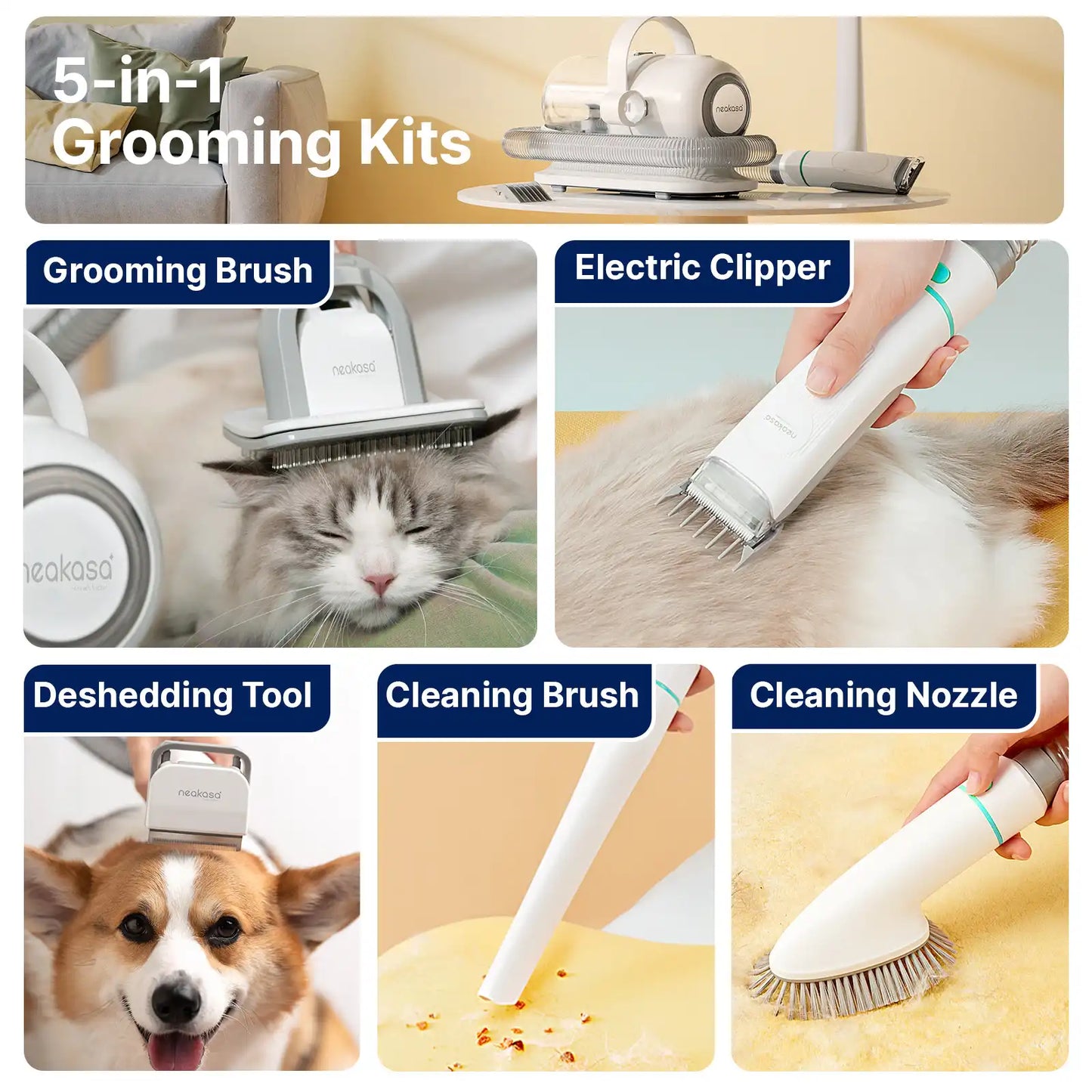 Neakasa P1 Pro 5-in-1 Pet Grooming Vacuum for Dogs Cats