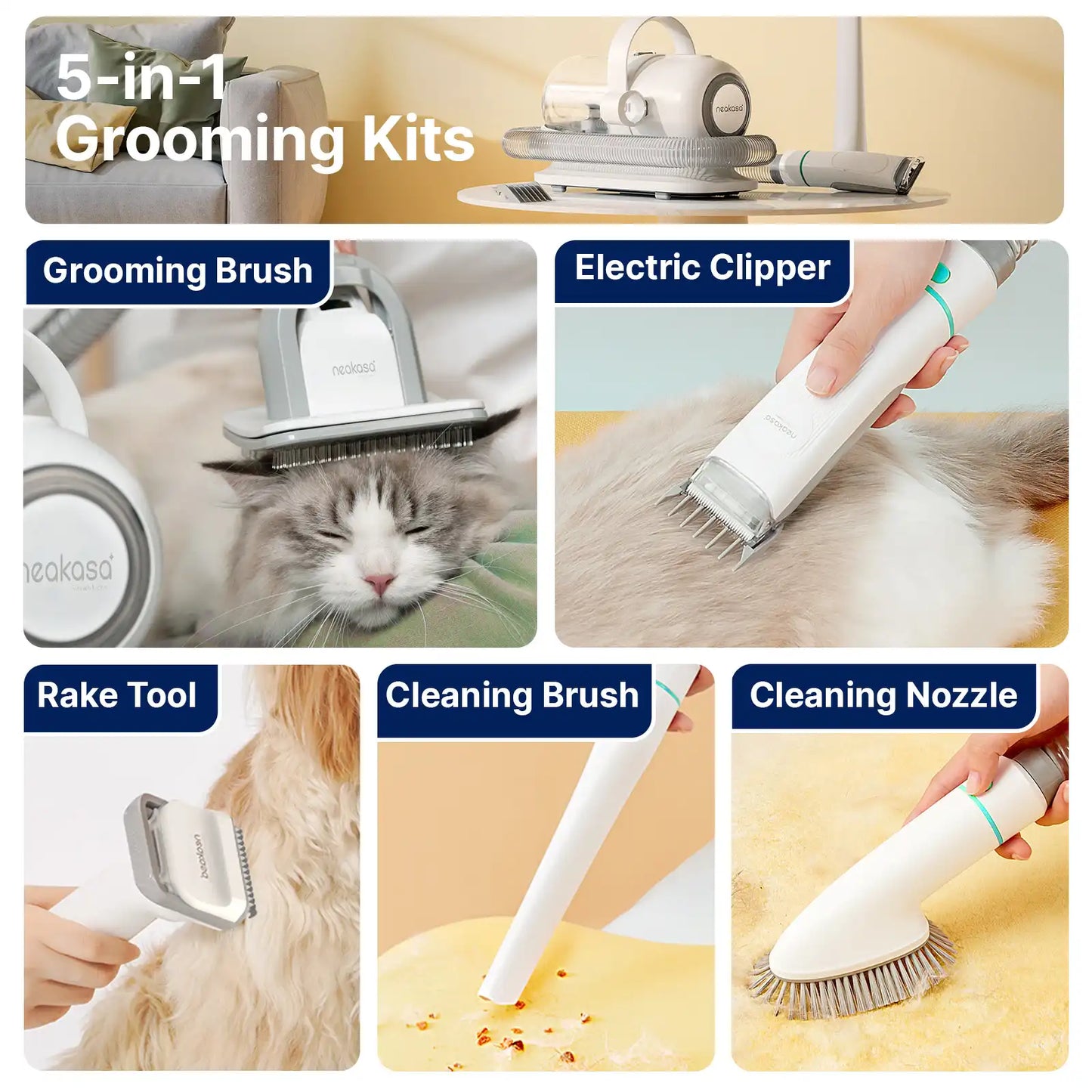 Neakasa P1 Pro 5-in-1 Pet Grooming Vacuum for Dogs Cats