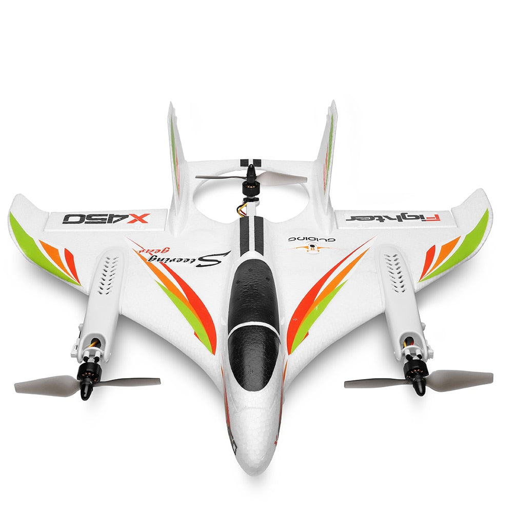 RC Plane WLtoys X450 2.4G 6CH 3D/6G Brushless Motor Vertical Take-Off LED Light RC Glider Toys