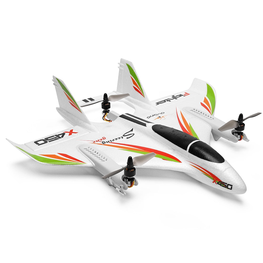 RC Plane WLtoys X450 2.4G 6CH 3D/6G Brushless Motor Vertical Take-Off LED Light RC Glider Toys
