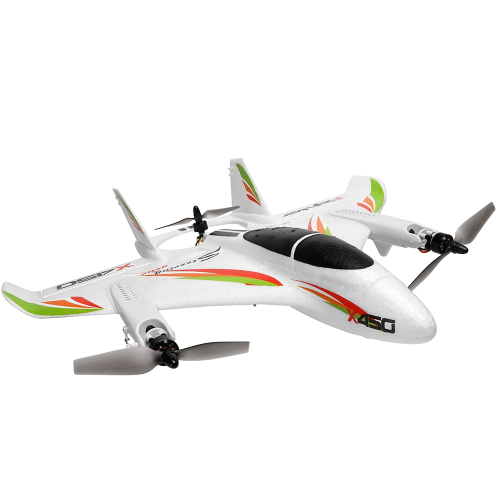 RC Plane WLtoys X450 2.4G 6CH 3D/6G Brushless Motor Vertical Take-Off LED Light RC Glider Toys