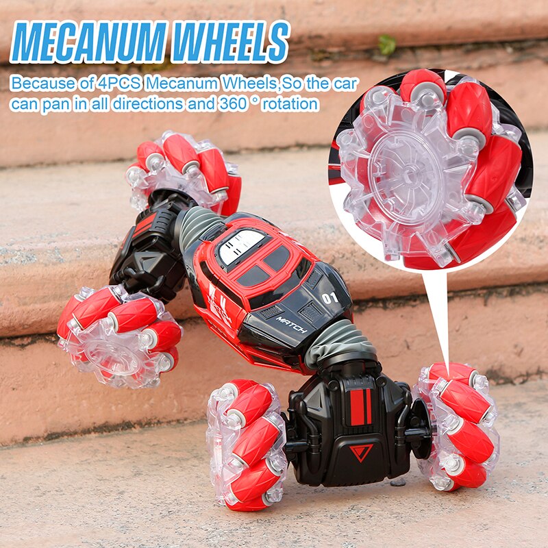 4WD RC Stunt Car Watch Control Gesture Induction Deformable Electric RC Drift Car Toy with LED Light