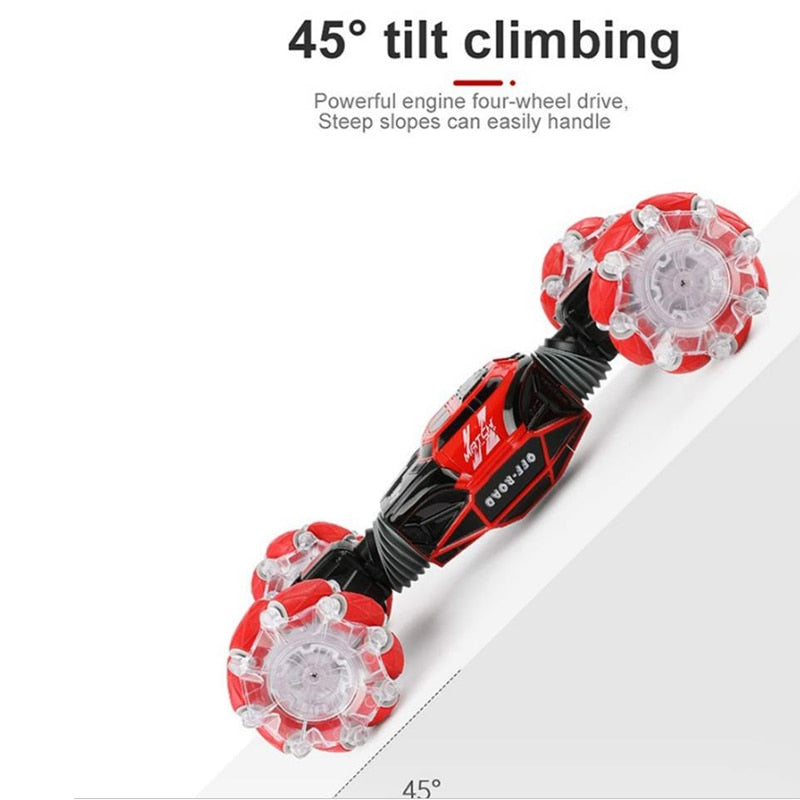 4WD RC Stunt Car Watch Control Gesture Induction Deformable Electric RC Drift Car Toy with LED Light
