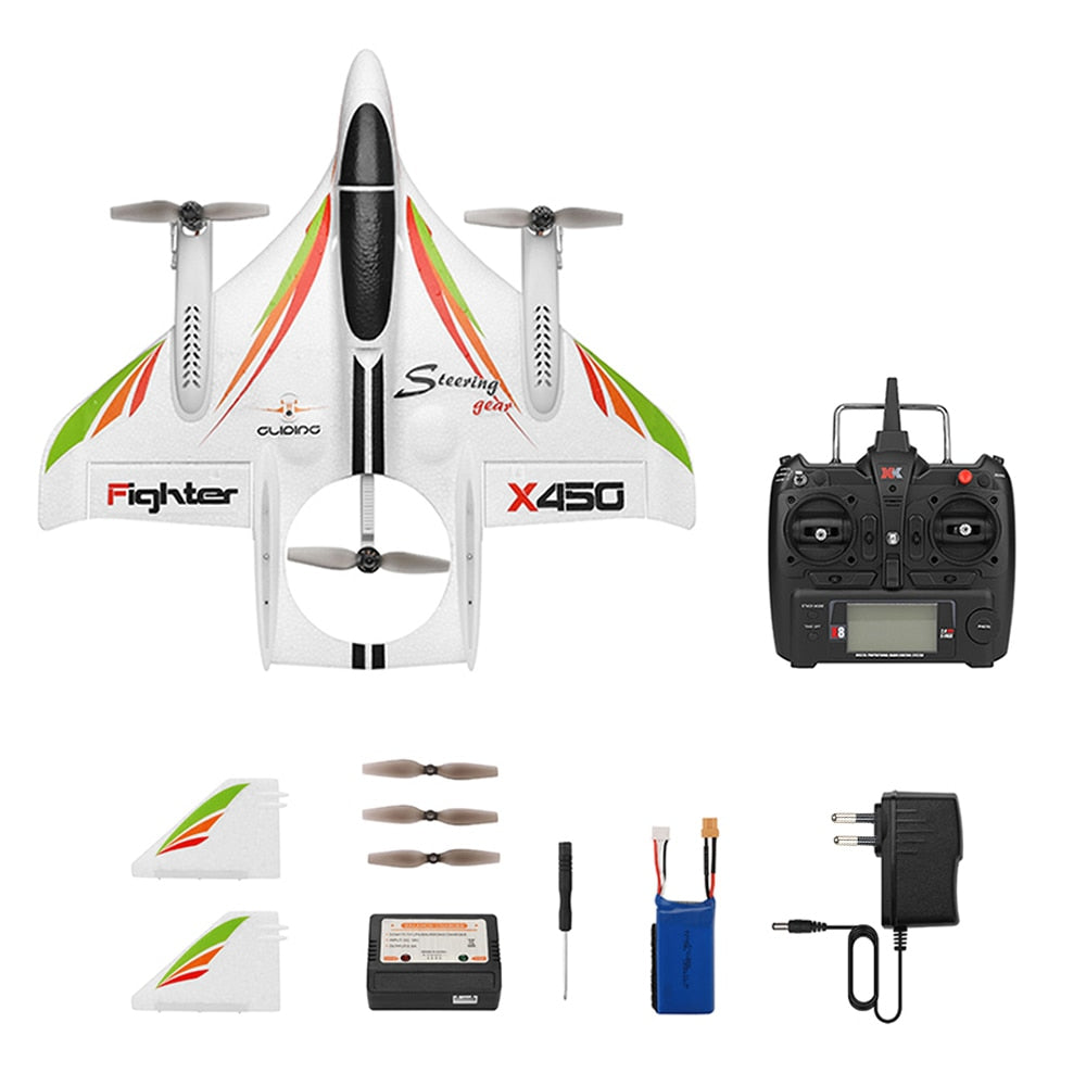 RC Plane WLtoys X450 2.4G 6CH 3D/6G Brushless Motor Vertical Take-Off LED Light RC Glider Toys