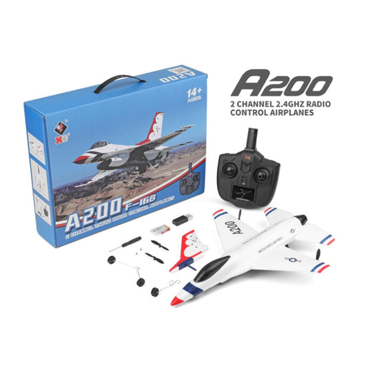 Avión RC WLtoys A200 F-16b 2.4G 2CH de ala fija EPP, planeador de juguete para exteriores