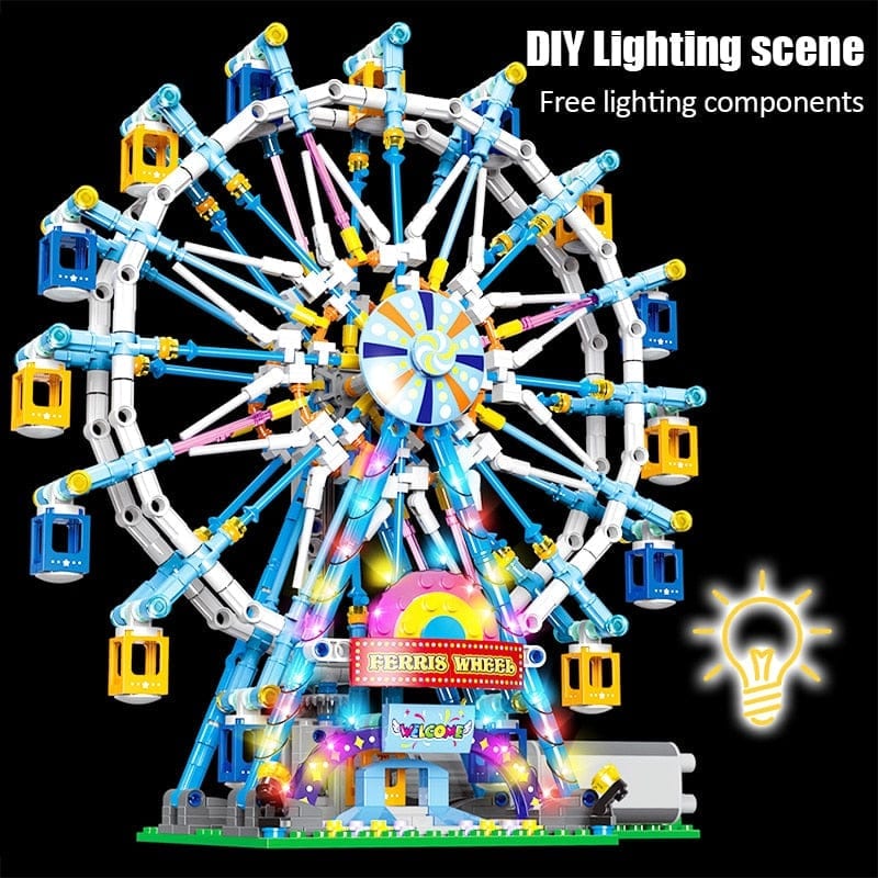 MOC Technical Rotating Ferris Wheel Building Blocks and Electric Bricks