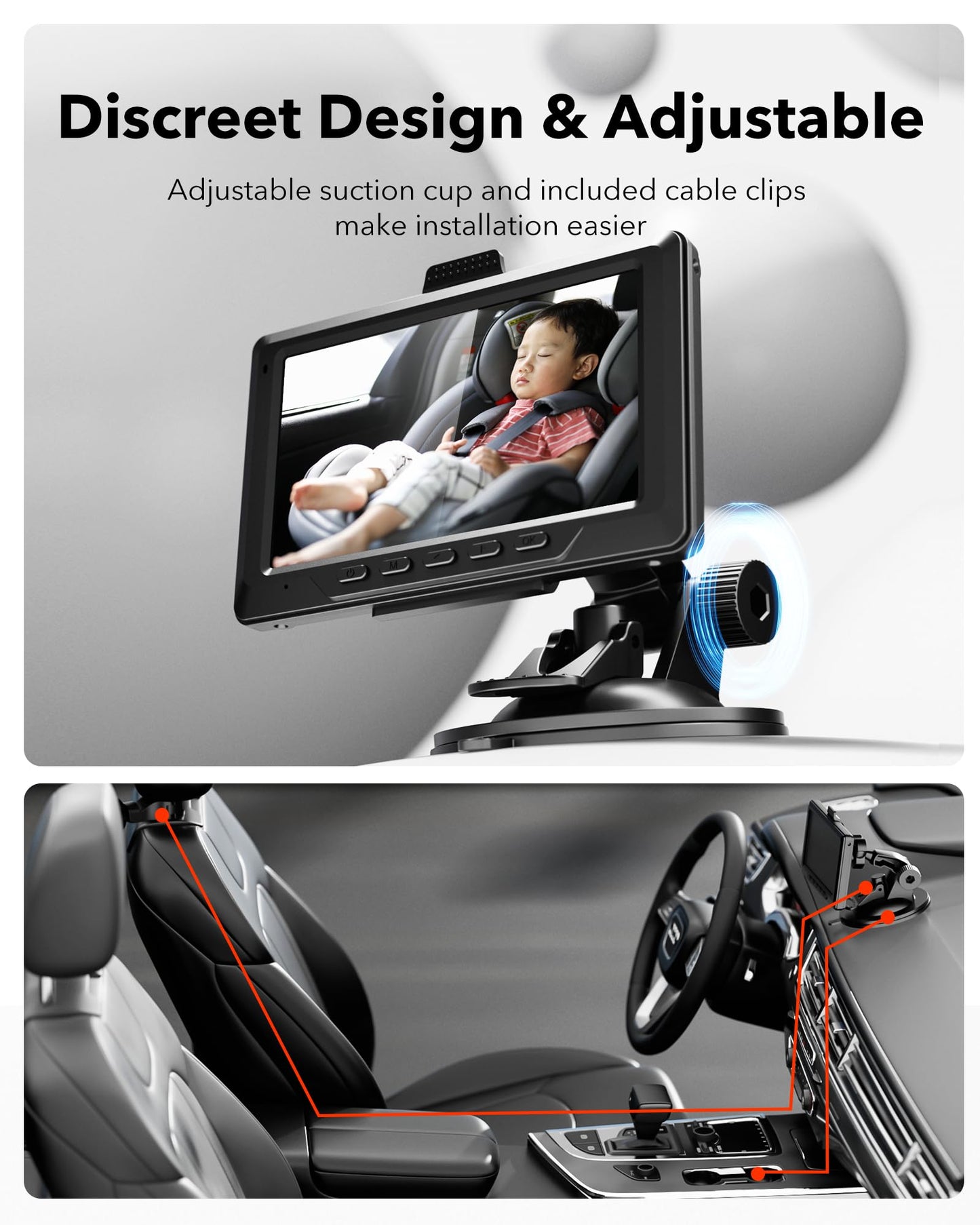 Redtiger 1080P Full-Color Night Vision Rear Facing Baby Monitor