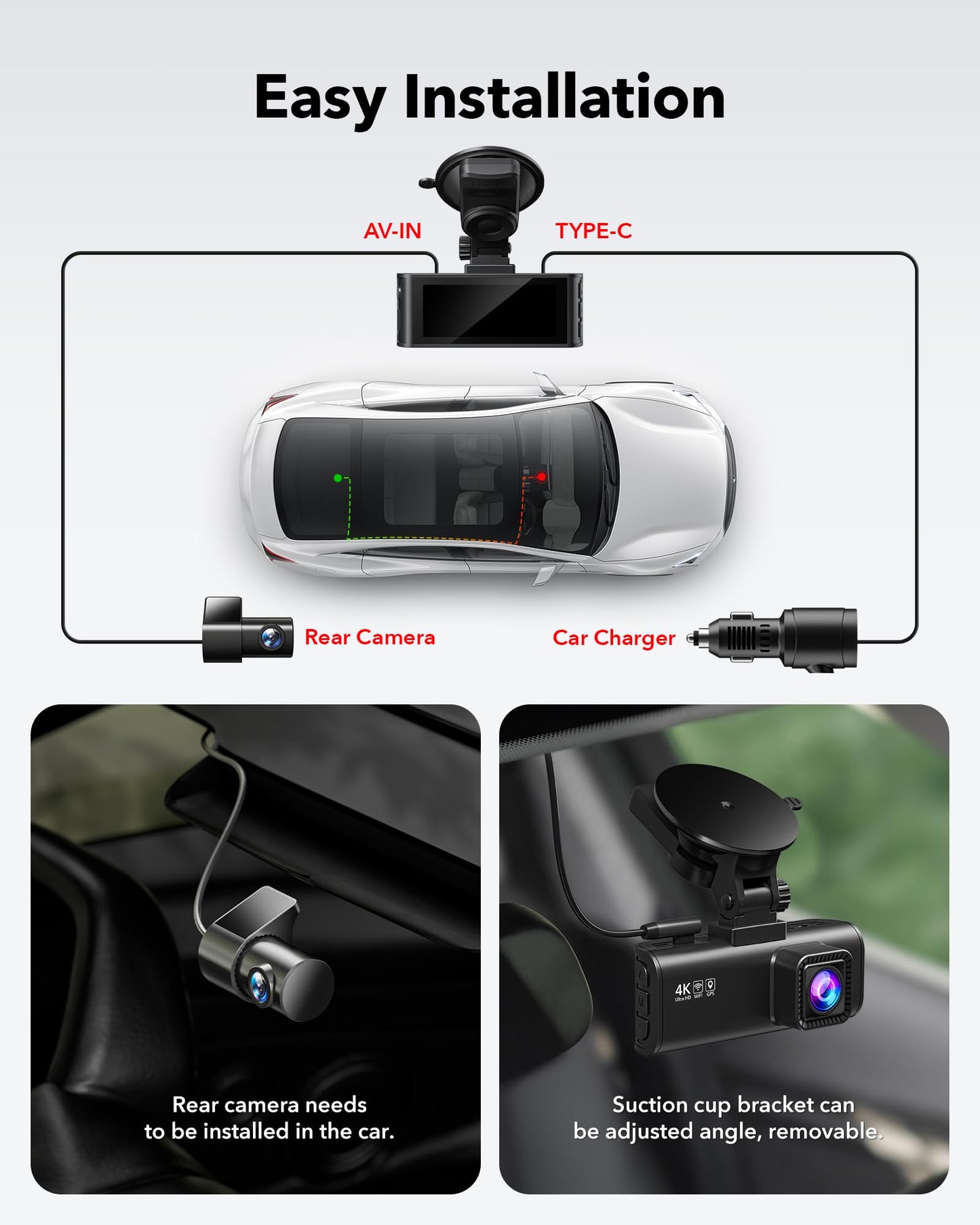 F7NP 4K WIFI Front and Rear Dash Cam