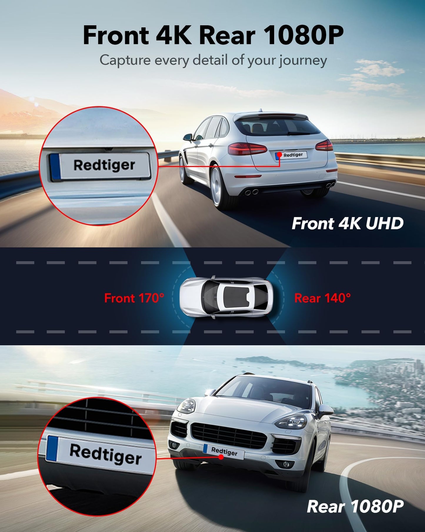 Redtiger F7NT Touch Screen 4K Dual Dash Cam