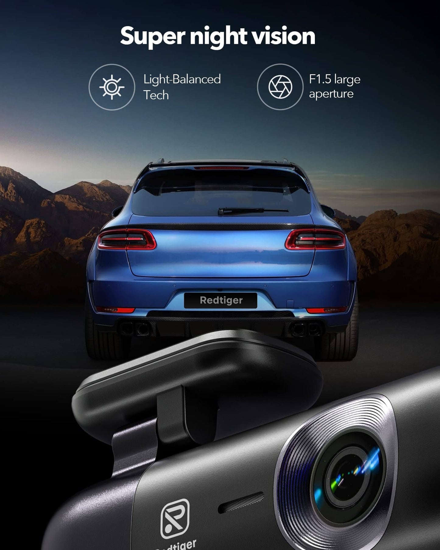 Redtiger F9 4K Dual Front and Rear Mini Dash Cam
