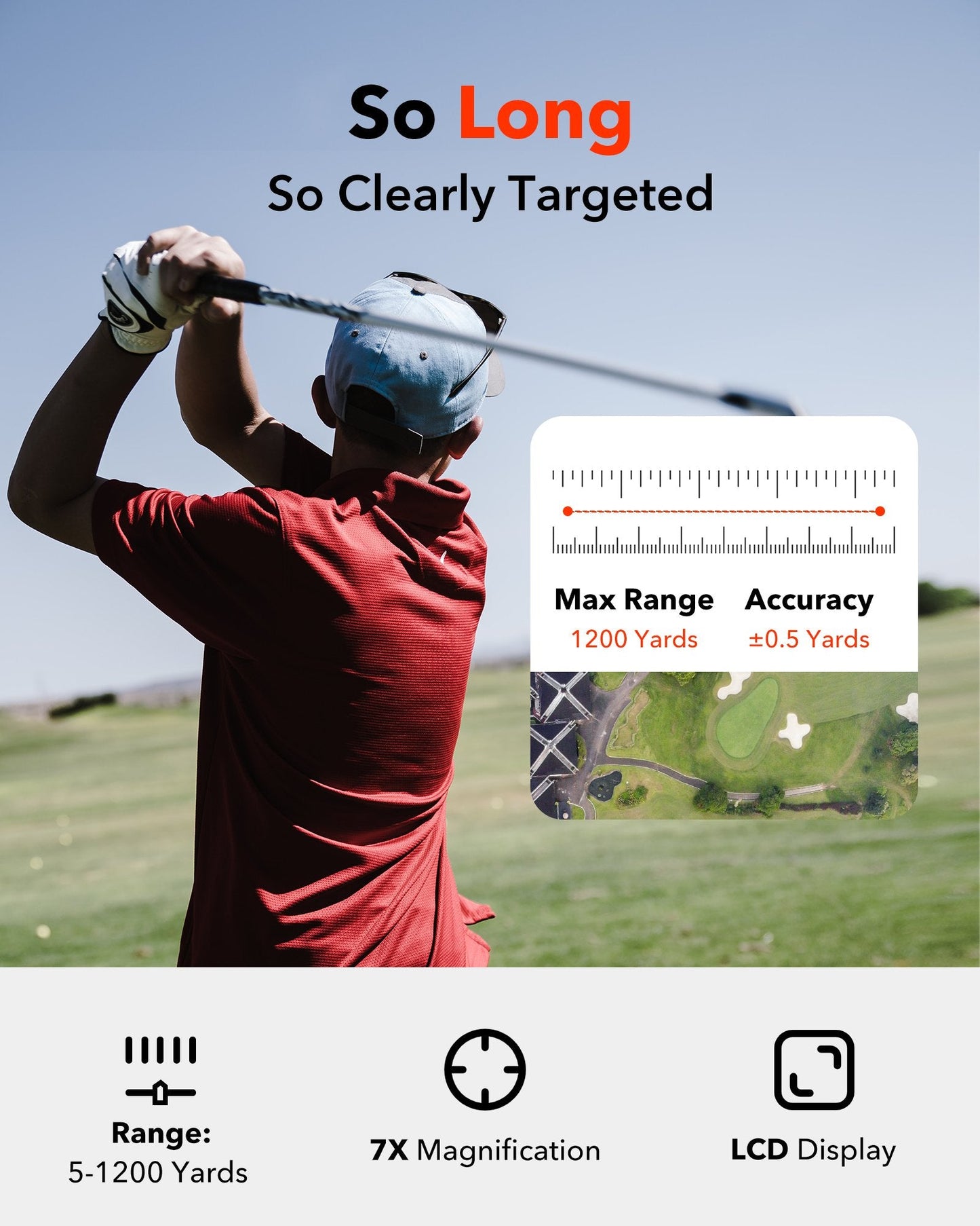 REDTIGER Golf Rangefinder with Slope, 1200 Yards Laser Range Finder Golfing, 7X Magnification