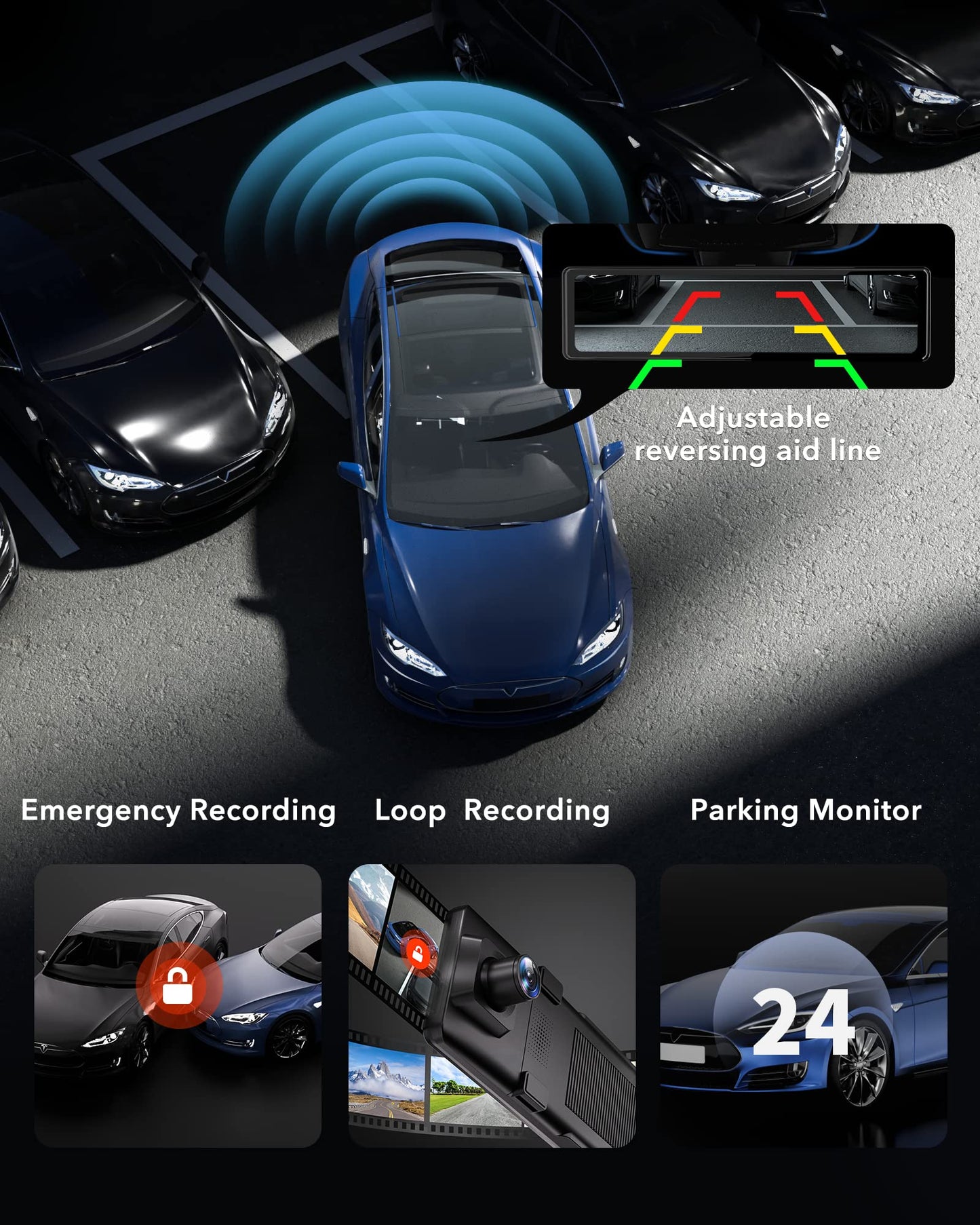 Redtiger T27 4K+2.5K Touchscreen Smart Parking Assist Dash Cam