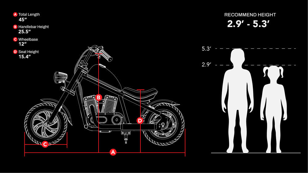 Mini Motorcycle Electric Bike with Bluetooth Speaker and LED Lights for Kids - Cruiser 12 Plus