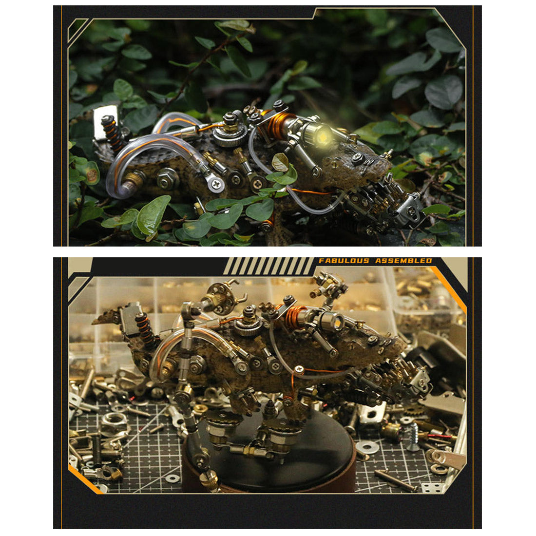 547Pcs+ Steampunk Mutant Crocodile DIY Metal Assembly Model KIT