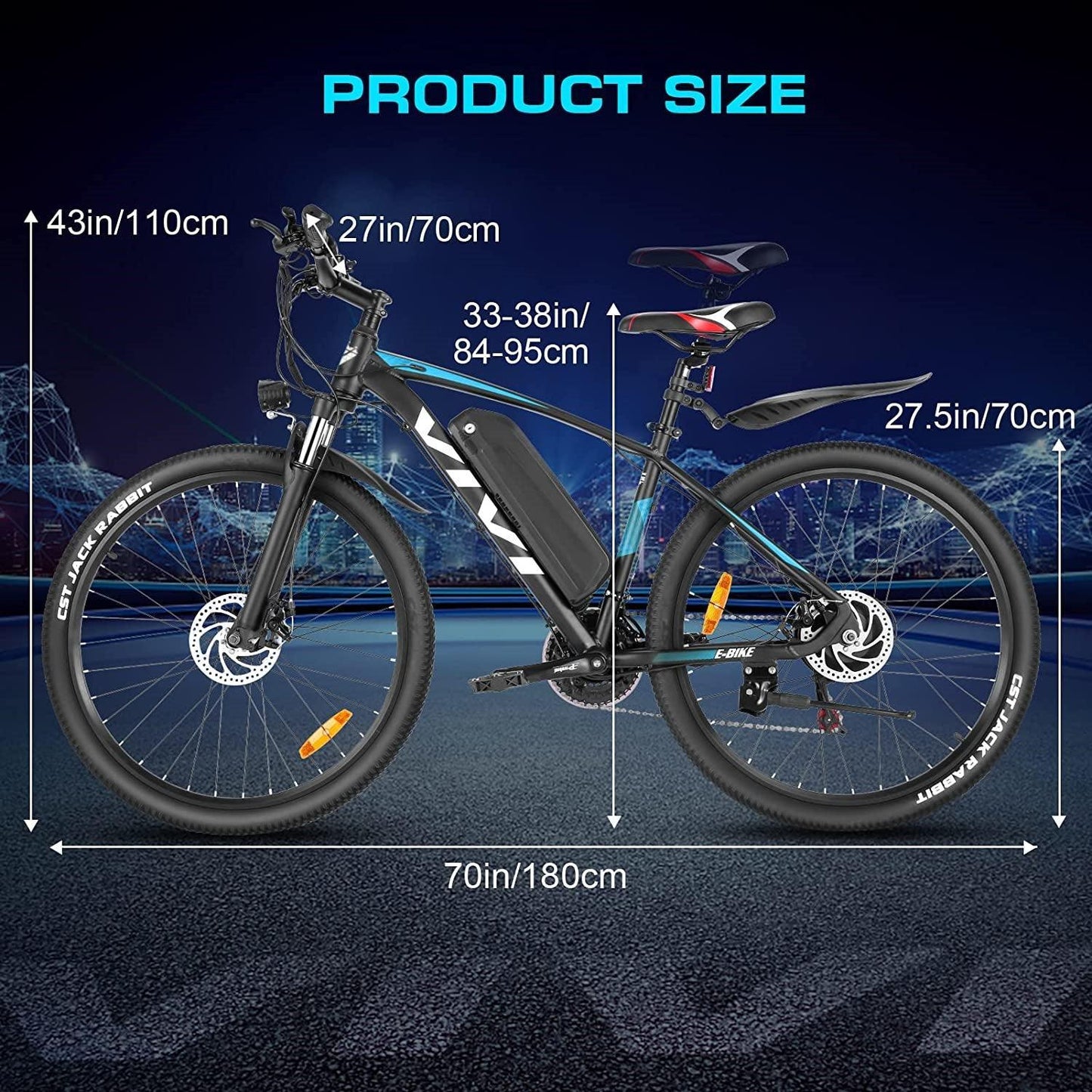 VIVI H7UL 27.5" High-Step Off Road Electric Mountain Bike UL2849 Certified